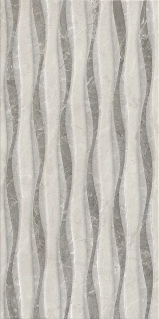 Alegra Glossy White Grey Wave Decor 30x60