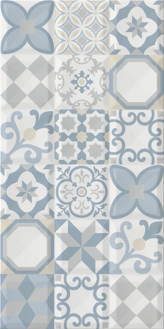 Aria Glossy Blue Cream Classic Wall Tile 30x60