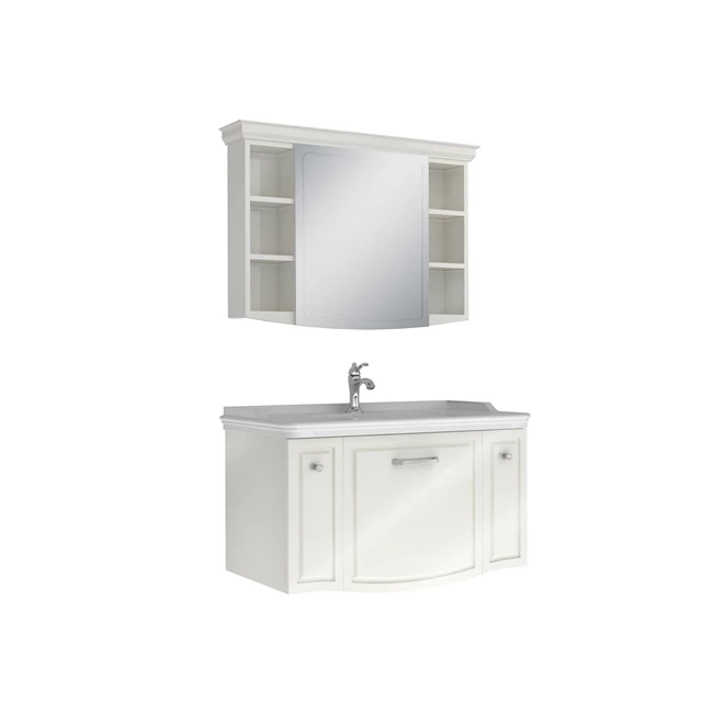 Arte+ Bathroom Cabinet Set Glossy White Chrome Handle 100cm
