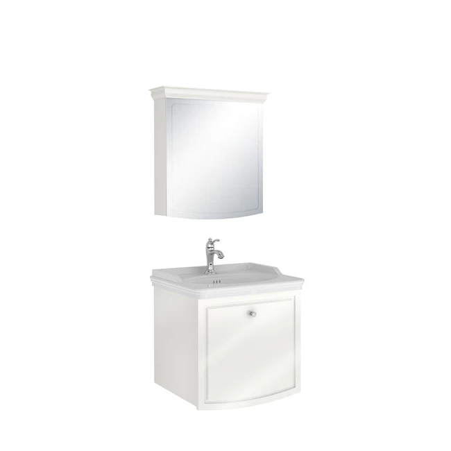 Arte+ Bathroom Cabinet Set Glossy White Chrome Handle 65cm