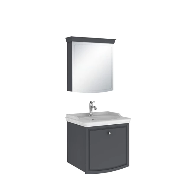 Arte+ Bathroom Cabinet Set Matte Anthracite Chrome Handle 65cm