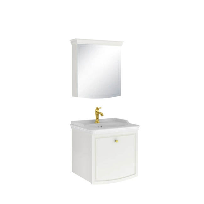 Arte+ Bathroom Cabinet Set Matte White Gold Handle 65cm