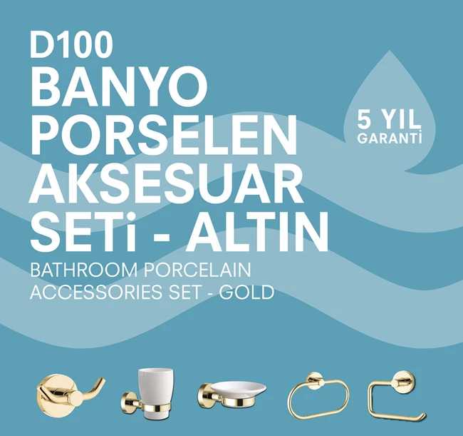 D100 Porcelain Accessories Set Gold