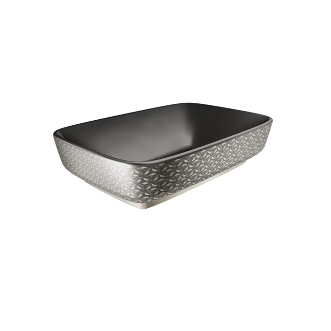 Dove 2.0 Rectangle Bowl Washbasin Matte Black-Platinum Decor 60X40