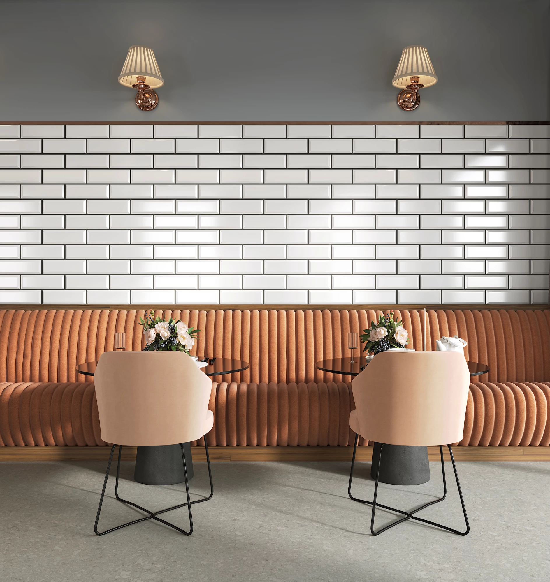Miniatile Glossy Grey Avenue Wall Tile 10x30
