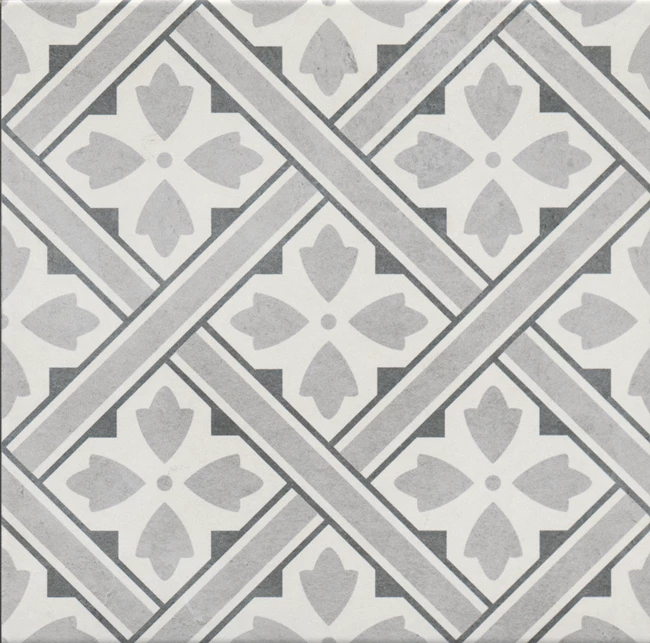 Ornament Mat Gri Geometrik Sırlı Granit 33x33