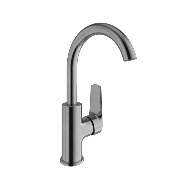 Tandem Washbasin Mixer With Swivel Spout Brushed Nickel