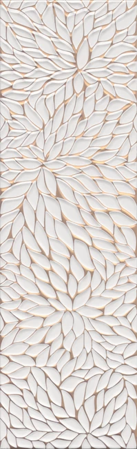 Wabi Parlak Beyaz Altın Shiro Flower Dekor 33x110