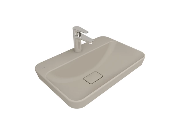 Zero 2.0 Semi Recessed Rectangular Washbasin Matte Mink 60X40 Cm