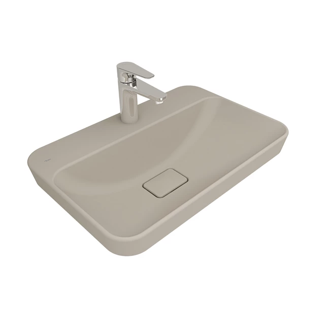 Zero 2.0 Semi Recessed Rectangular Washbasin Matte Mink 60X40 Cm