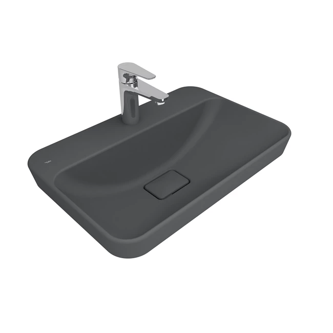 Zero 2.0 Semi Recessed Rectangular Washbasin Matte Anthracite Grey 60X40 Cm