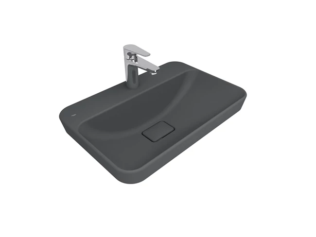 Zero 2.0 Semi Recessed Rectangular Washbasin Matte Anthracite Grey 60X40 Cm