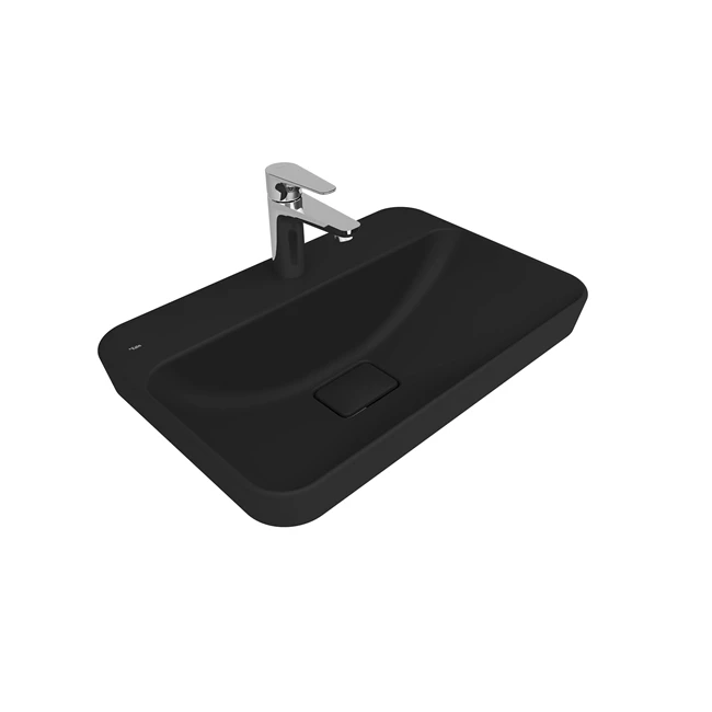 Zero 2.0 Semi Recessed Rectangular Washbasin Matte Black 60X40 Cm