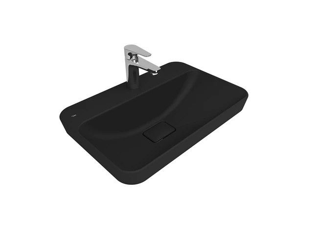 Zero 2.0 Semi Recessed Rectangular Washbasin Matte Black 60X40 Cm